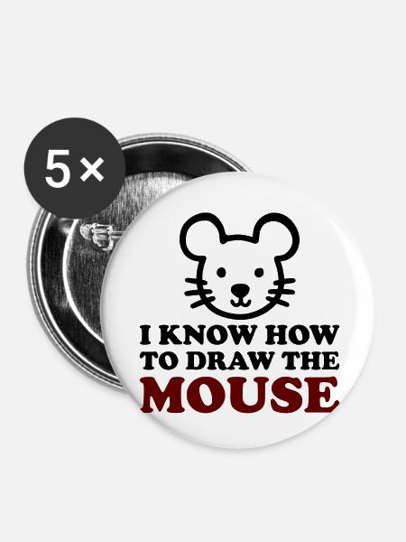The Mouse - Buttons klein 25 mm (5er Pack) - Weiß