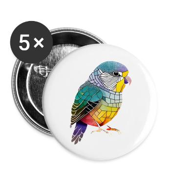 Propriétaire d’oiseau perruche oiseau calopsitte calopsitte - Lot de 5 petits badges (25 mm) - blanc - Devant