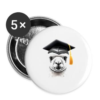 Études d’alpaga Certificat de fin d’études supérieures de baccalauréat - Lot de 5 petits badges (25 mm) - blanc - Devant