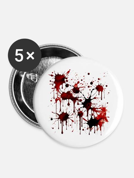 Blutspritzer Halloween Blut Blutfelcken - Buttons klein 25 mm (5er Pack) - Weiß