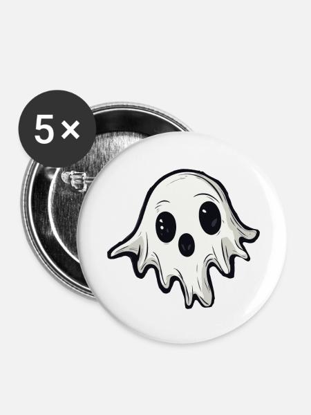 halloween geist 2023 - Buttons klein 25 mm (5er Pack) - Weiß