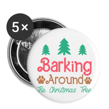 Barking around the Christmas Tree - Buttons klein 25 mm (5er Pack) - Weiß - Vorne