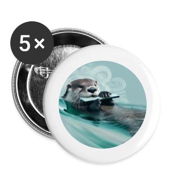 Musicien de loutre - Lot de 5 petits badges (25 mm) - blanc - Devant