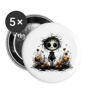 Tim Burton Halloween-Kollektion - Buttons klein 25 mm (5er Pack) - Weiß - Vorne