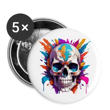 Skull - Buttons klein 25 mm (5er Pack) - Weiß - Vorne
