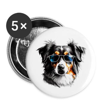 Hundewelpe Australischer Schäferhund Hundehalter - Buttons klein 25 mm (5er Pack) - Weiß - Vorne