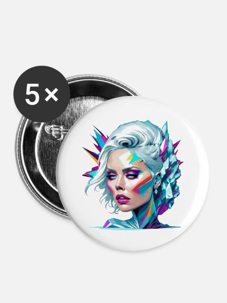Crystal Lady - Buttons klein 25 mm (5er Pack) - Weiß