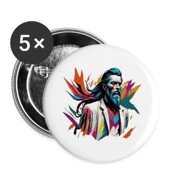 Man Beard - Buttons klein 25 mm (5er Pack) - Weiß - Vorne