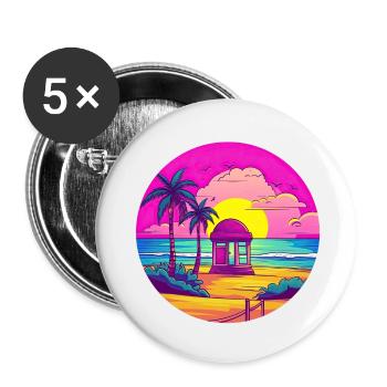 Crépuscule rose serein - Lot de 5 petits badges (25 mm) - blanc - Devant