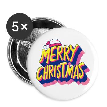 Merry Christmas - Lot de 5 petits badges (25 mm) - blanc - Devant