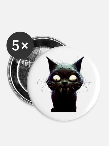 Vampir-Katze-Angst Grausamer gruseliger Albtraum - Buttons klein 25 mm (5er Pack) - Weiß