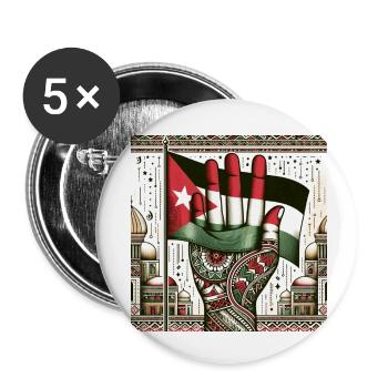 la main agitant le drapeau palestinien - Lot de 5 petits badges (25 mm) - blanc - Devant