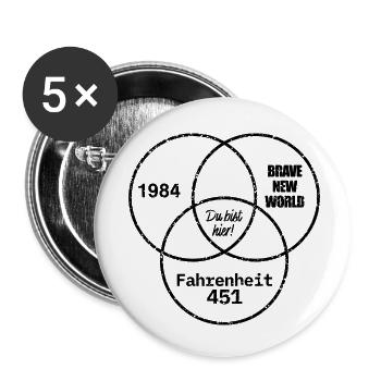 Dystopie - Du Bist Hier - dunkel - Buttons klein 25 mm (5er Pack) - Weiß - Vorne