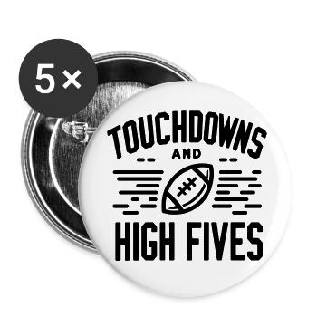 Touchdowns und High Fives - Buttons klein 25 mm (5er Pack) - Weiß - Vorne