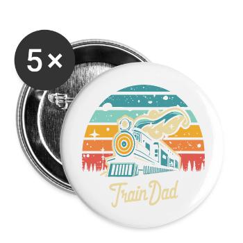 Train Dad - Buttons klein 25 mm (5er Pack) - Weiß - Vorne