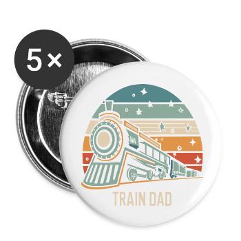 Train Dad - Buttons klein 25 mm (5er Pack) - Weiß - Vorne