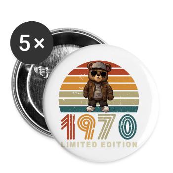 Édition limitée des années 1970 année de construction anniversaire Vintage - Lot de 5 petits badges (25 mm) - blanc - Devant