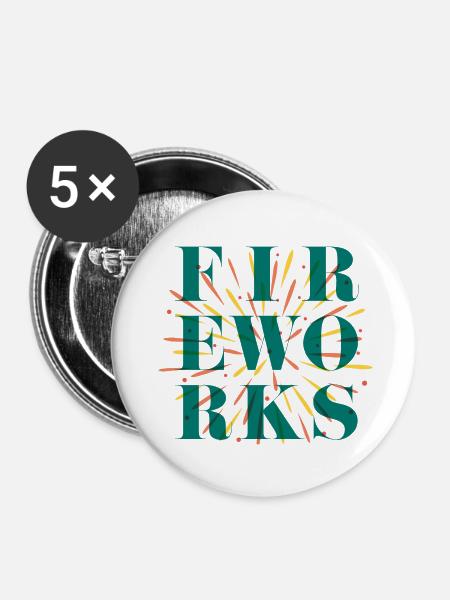 Feuerwerk - Buttons klein 25 mm (5er Pack) - Weiß