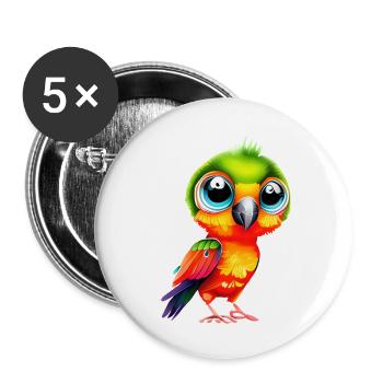 Propriétaire d’oiseau perruche oiseau calopsitte calopsitte - Lot de 5 petits badges (25 mm) - blanc - Devant