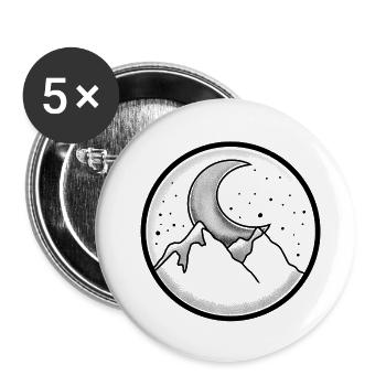 Witchcore beautiful Circle Mountain and the Moon - Buttons small 1''/25 mm (5-pack) - white - Front
