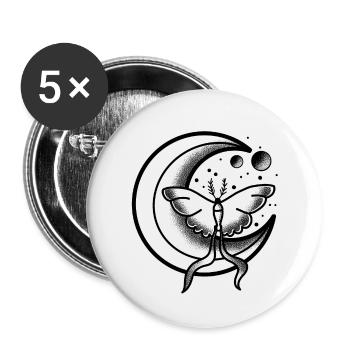 Witchcore Tattoo Motte auf dem Mond - Buttons klein 25 mm (5er Pack) - Weiß - Vorne