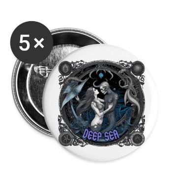 Deep Sea Mermaid - Fish Death Skull Dead Ocean - Buttons klein 25 mm (5er Pack) - Weiß - Vorne