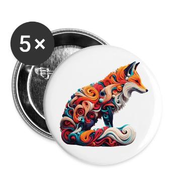 Farbenfroher abstrakter Fuchs - Buttons klein 25 mm (5er Pack) - Weiß - Vorne