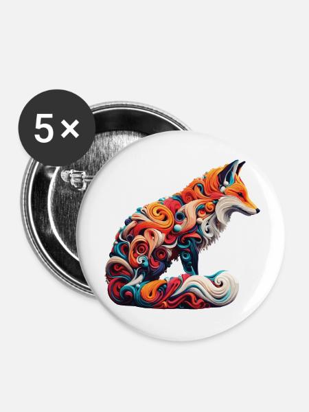 Farbenfroher abstrakter Fuchs - Buttons klein 25 mm (5er Pack) - Weiß