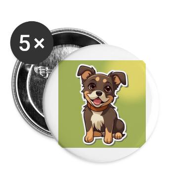 Dog Cartoon 8 - Buttons small 1''/25 mm (5-pack) - white - Front