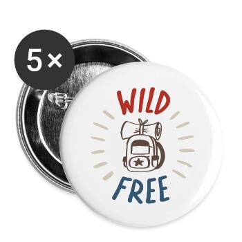 Free & Wild - Buttons small 1''/25 mm (5-pack) - white - Front