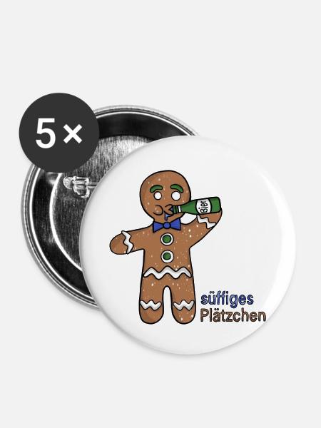 süffiges Plätzchen - Buttons klein 25 mm (5er Pack) - Weiß