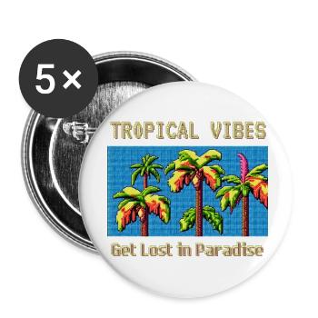 TROPICAL VIBES Get Lost in Paradise - Buttons small 1''/25 mm (5-pack) - white - Front