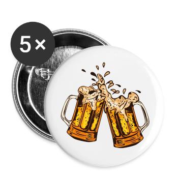 beer mousse binouse mug glass alcohol 17 B - Buttons small 1''/25 mm (5-pack) - white - Front