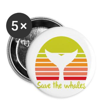 Save The Whales - Buttons klein 25 mm (5er Pack) - Weiß - Vorne