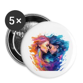 Liebe ohne Grenzen - Buttons klein 25 mm (5er Pack) - Weiß - Vorne