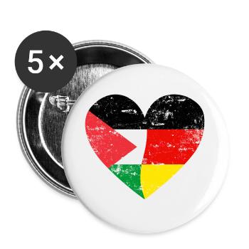 Palestine Germany Flag Heart - Buttons small 1''/25 mm (5-pack) - white - Front
