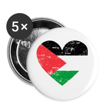 Palestine Flag Heart - Buttons small 1''/25 mm (5-pack) - white - Front