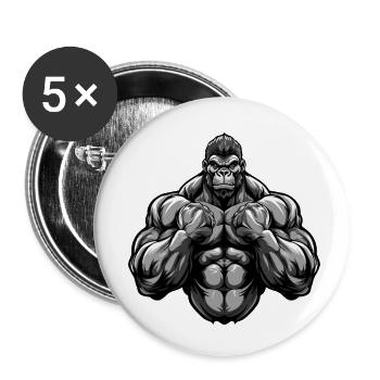 Gorilla Muskeln Workout Gym - Buttons klein 25 mm (5er Pack) - Weiß - Vorne