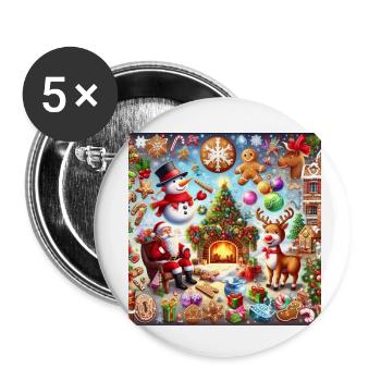 Weihnachtsmärchen-Collage - Buttons klein 25 mm (5er Pack) - Weiß - Vorne