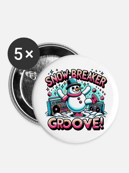 Snow-Breaker-Rillen-Design - Buttons klein 25 mm (5er Pack) - Weiß