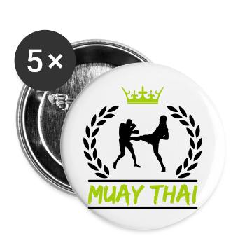 Muay Thaï - Lot de 5 petits badges (25 mm) - blanc - Devant