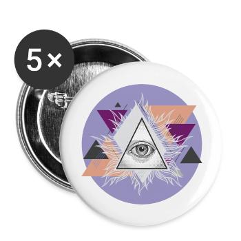 Geometric Triangular Eye with Auras - Buttons small 1''/25 mm (5-pack) - white - Front
