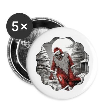 Bloody Christmas XMAS Ugly Horror Zombie Undead - Buttons klein 25 mm (5er Pack) - Weiß - Vorne