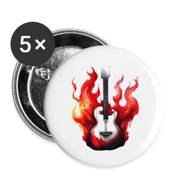 guitar, musical instrument, guitarist, plucked instrument - Buttons small 1''/25 mm (5-pack) - white - Front