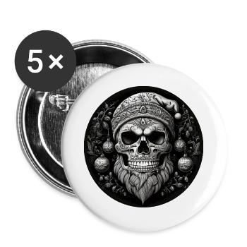 Deadly Christmas Ugly Xmas Skull Jolly Roger - Buttons small 1''/25 mm (5-pack) - white - Front