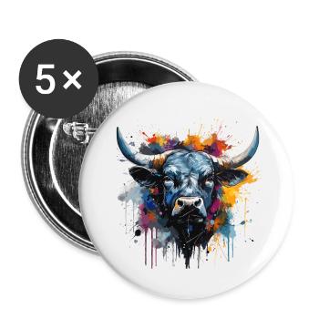 Fighting cow, Swiss Valais herens cow - Buttons small 1''/25 mm (5-pack) - white - Front