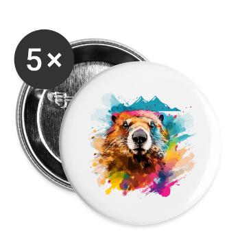 Murmeltier - Buttons klein 25 mm (5er Pack) - Weiß - Vorne
