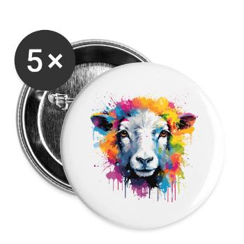Sheep , sheep , lamb - Buttons small 1''/25 mm (5-pack) - white - Front