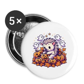 Sweet Pig Halloween Decor with Pumpkins - Buttons small 1''/25 mm (5-pack) - white - Front