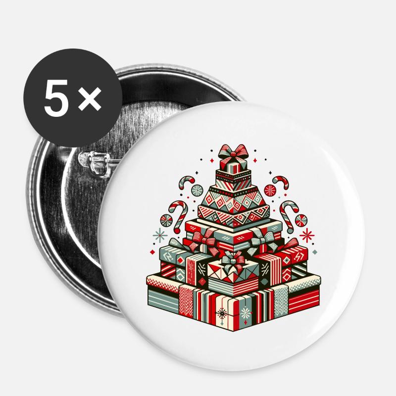 Offrez la magie de l’arbre de Noël 🎄 - Lot de 5 petits badges (25 mm) - blanc